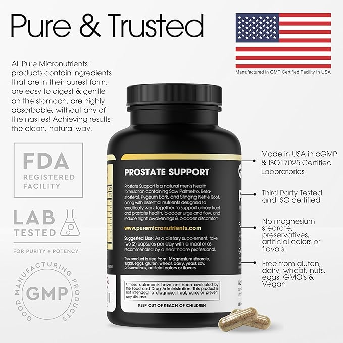 Pure Micronutrients Advanced Prostate Health Supplement - Saw Palmetto, Beta-Sitosterol, Stinging Nettle Root, & Lycopene - for Bladder Control & Urinary Support Supplements for Men