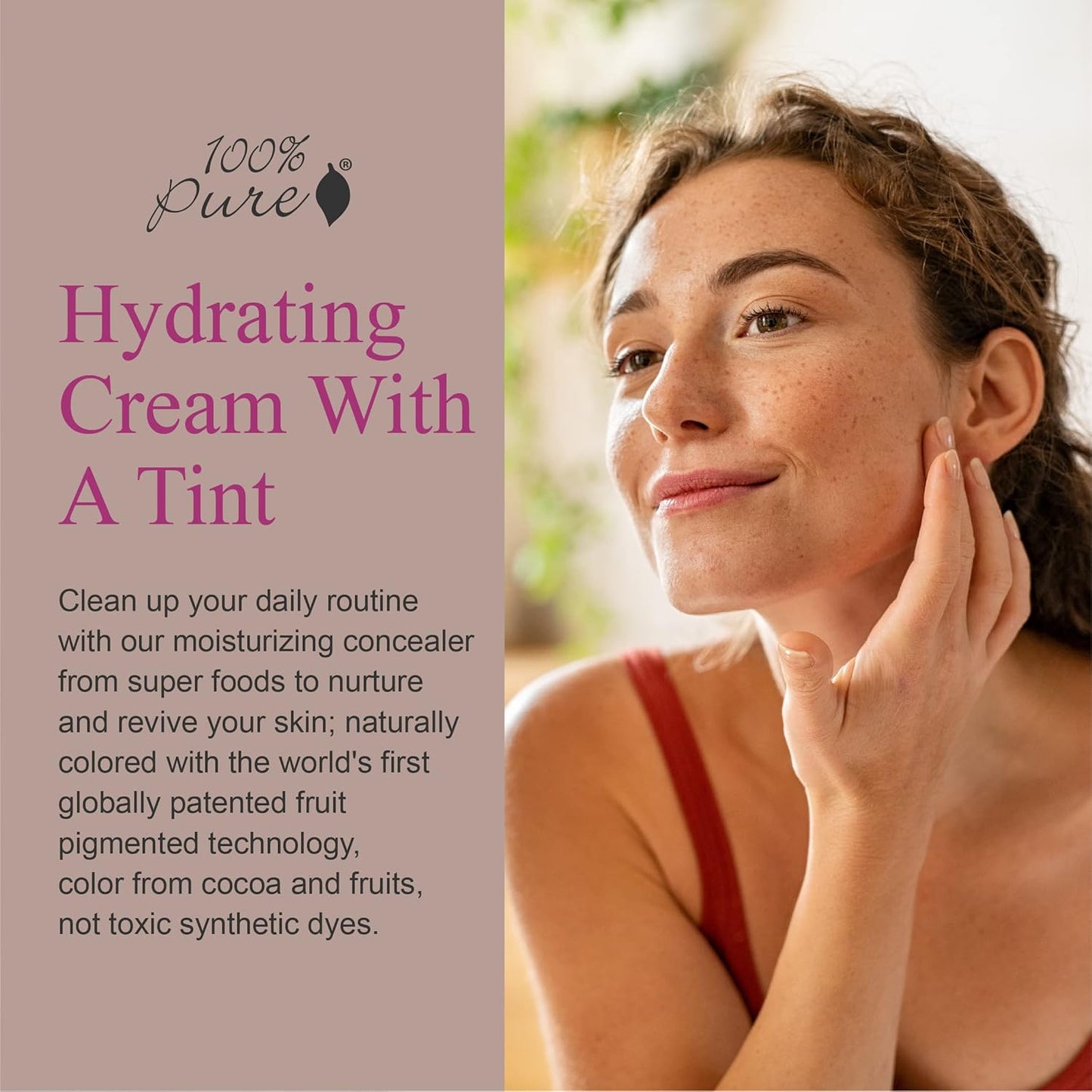 100% PURE Tinted Moisturizer Anti-Aging Face Makeup - Fruit Pigmented Golden Peach Light to Medium Coverage & Dewy Glow - Lightweight Foundation Medium-Tan Skin w/Yellow Undertone - Vegan - 1 Fl Oz