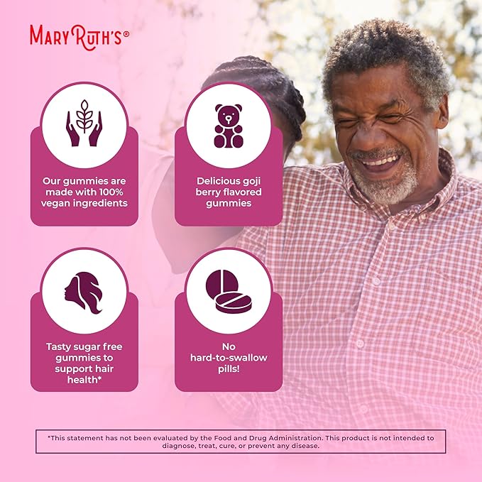 MaryRuth Organics Biotin Gummies | Sugar Free | Vegan | Non-GMO | 2,500 mcg Biotin Supplement | Hair Skin and Nails Vitamins | Hair Growth Vitamins | Hair Growth Supplement | 60 Count