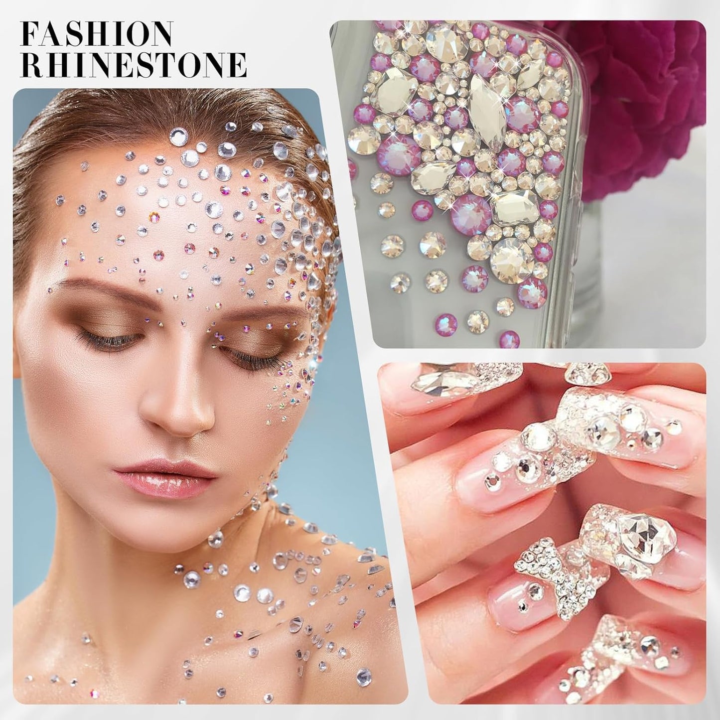 Novani 144pcs Clear Rhinestones Flat Back Round Rhinestone Style 2088 Sparkly Crystal Gemstones for Nail Art and Crafting,SS30(6.4-6.6mm