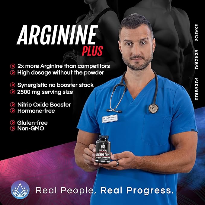 Dr. Emil's ARGININE Plus - L Arginine + L Citrulline - 2500 MG High Dose NO Booster Tablets - Nitric Oxide Supplement for Vascularity and Heart Health (Arginine AAKG and Citrulline Malate 2:1)