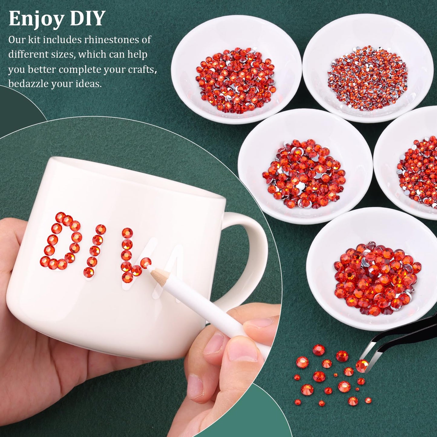 Resin Rhinestones for Crafting with B7000 Jewelry Glue, 1 Box Red Zircon Flatback Crystals with 3Pcs 10ml Glue for Bedazzling Crafts DIY Nail Art Makeup，Non Hotfix Gems for Clothing Shoes