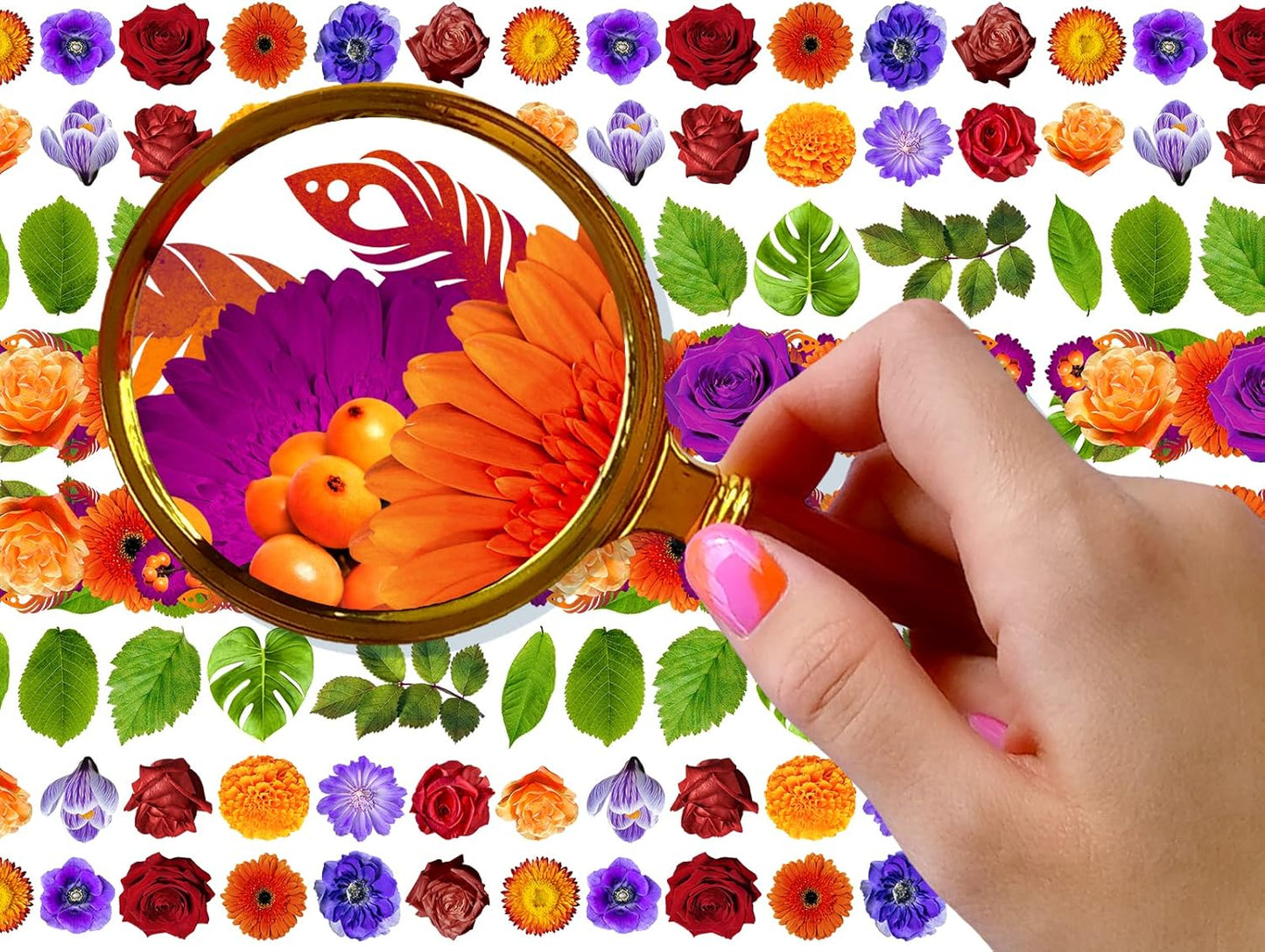 Nail Stickers Decals (5 Sheets) FLONZNAIL Beautiful Coloful Variety of Flowers and Leaves Nail Decor Transfer Vintage Styled Stickers