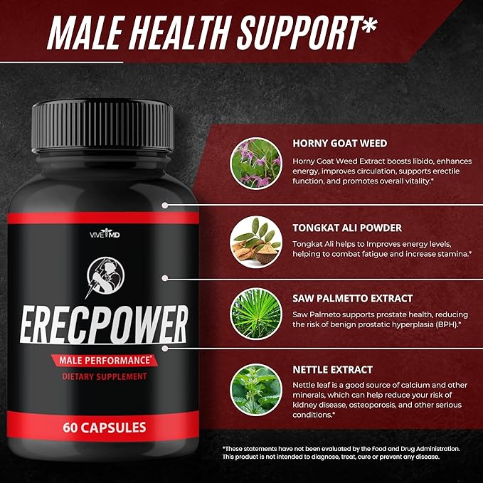 Erecpower for Men Capsules - Erecpower Pills Advanced Formula - Maximum Strength, ErecPower for Men Supplement Erec Power 60 Capsules, Erec Power Vitamin Pills Reviews (2 Pack)