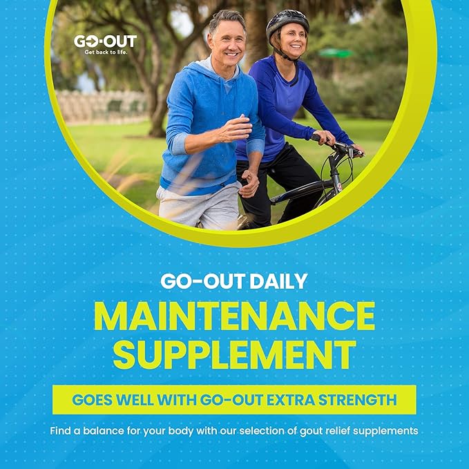 Go Out Daily Maintenance - Natural Uric Acid Support with Tart Cherry, Celery Seed, and Turmeric - Vegan, Non-GMO, Gluten-Free Supplement for Joint Comfort and Healthy Kidney Function 90 Capsules