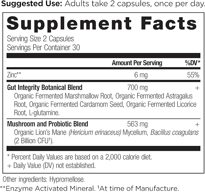 Gut Health Supplement by Ancient Nutrition Leaky Gut Capsules, 60ctFormulated with Licorice Root, Astragalus, Marshmallow, and L-Glutamine, Gluten Free, Paleo and Keto Friendly, 60 Ct
