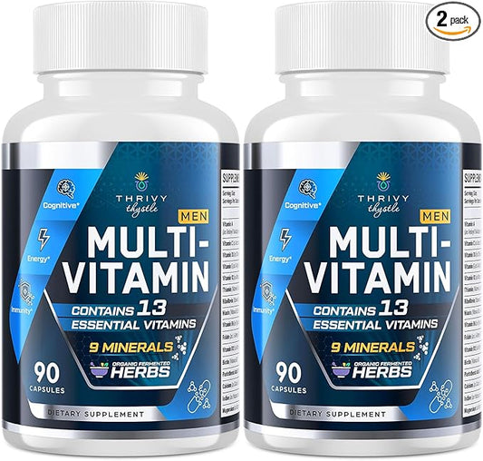 Mens Multivitamins 50 plus - Daily Multivitamin for Men with Fermented Herbal Extracts & 43 Nutrients - Mens Vitamins Multivitamin Supports Memory & Brain, Energy, Bone Health - Supports for Men 18+
