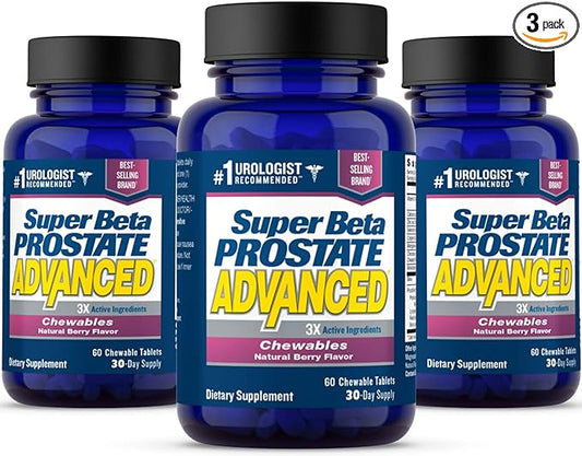 Super Beta Prostate Advanced Chewables - Prostate Support Supplement for Men's Health (180 Chews, 3-Pack)