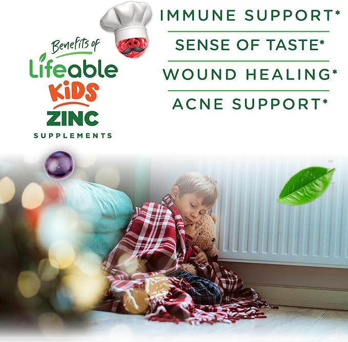 Lifeable Zinc for Kids | 25mg | Great Tasting Natural Flavored Zinc Gummies | Gluten Free Vegetarian Non GMO Zinc Supplements | Kids Zinc for Immune Support | 90 Gummies