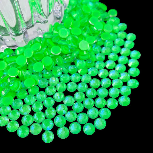 Flatback Glass Rhinestones,Bedazzler Gems 1440pcs Non Hotfix Crystal Rhinestones for Nail Charms Crafts Clothes Tumblers,Green AB Neon,SS16