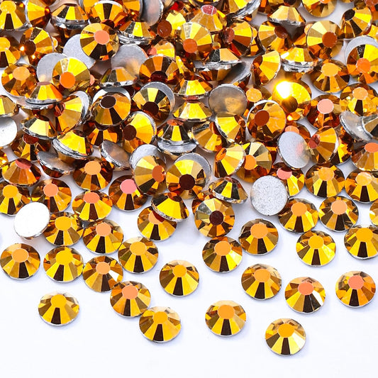 Gold Flatback Rhinestones, Glass Rhinestones for Nail Art and Craft, Glue Fix, Loose Crystal Gemstones(Gold, SS20, 2880pcs, 4.6-4.8mm)