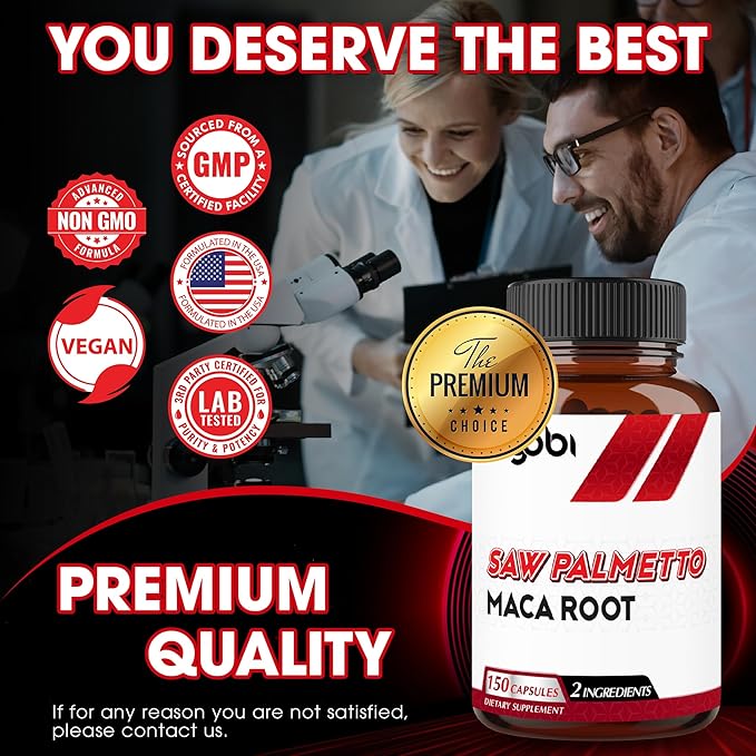 agobi 1500mg Saw Palmetto Supplement with Maca Root - High Extract Support for Hair Health, Restful Mood, Immune System & Energy Production - 150 Veggie Capsules