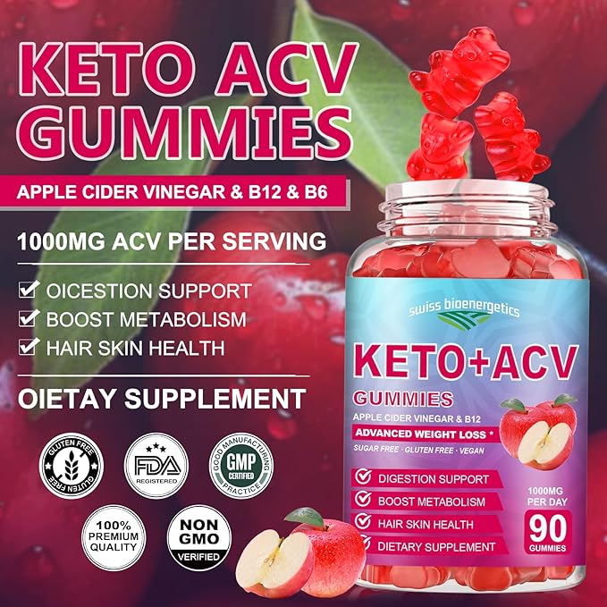 (2 Pack) 180 CT Keto Apple Cider Vinegar Gummies - Organic Keto ACV Gummy Diet Supplement - Organic ACV Gummies Keto +ACV Natural Folic Acid Vitamin B12 and B6 Beet Root for Women Men (1000MG)
