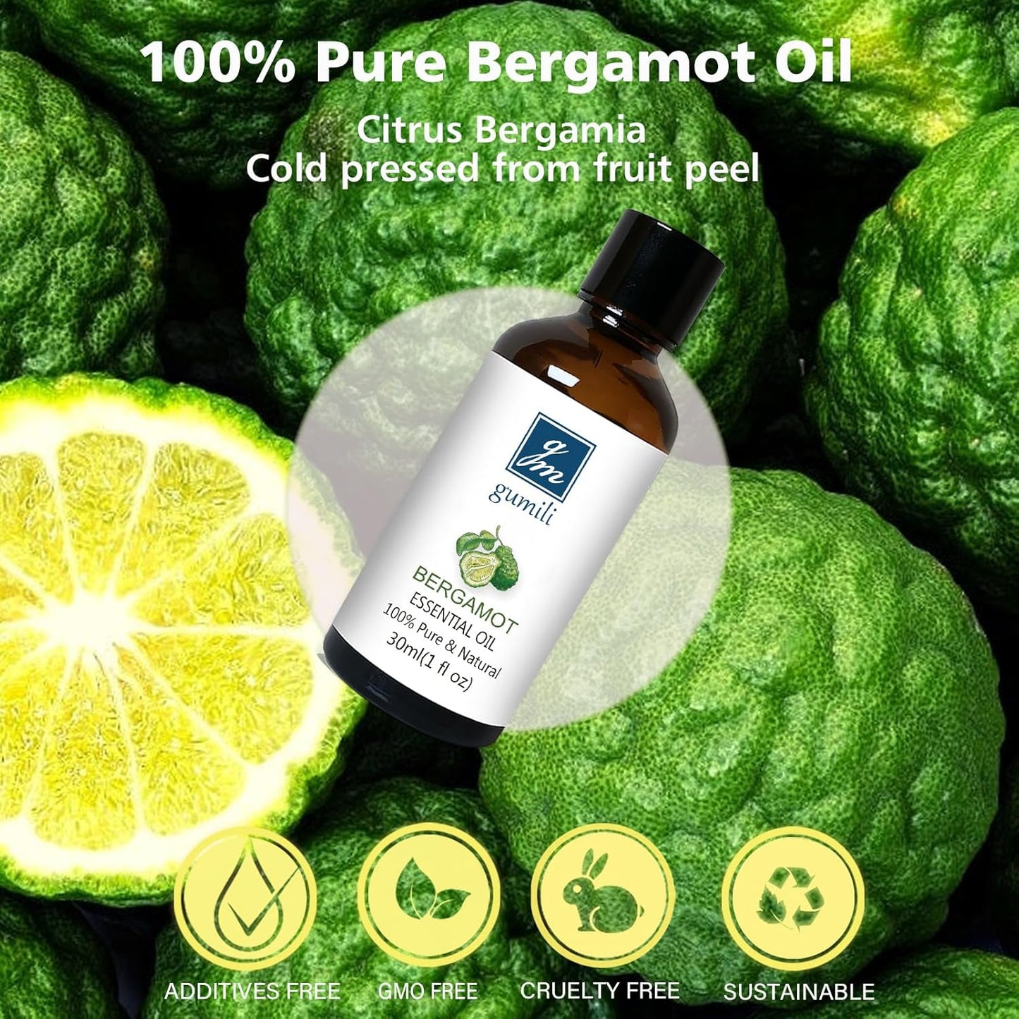 Bergamot Essential Oil 1 Oz - 100% Pure Bergamot Oil for Diffuser, Skin & Body - Natural Citrus Oil