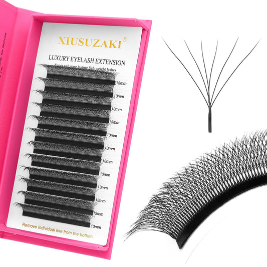 W Lash Extensions Supplies 6D Eyelash Extensions W Shape 0.07mm Thickness D Curl 11mm Premade Fans Easy Fan Lashes Volume Matte Black 12 Rows Crisscross Eye Lashes(W-6D-0.07-D,11mm)