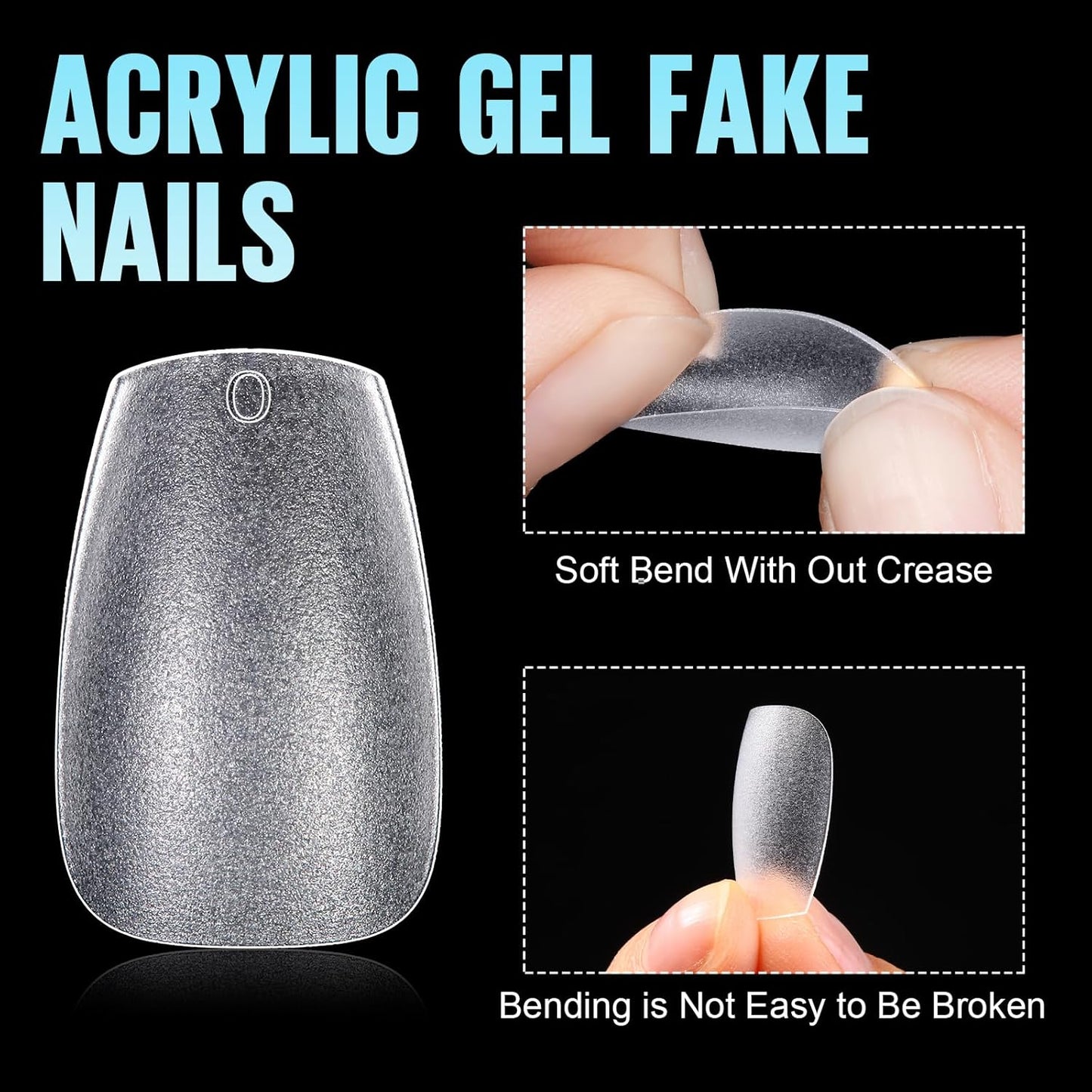 TOMICCA Short Coffin Nail Tips, 15 Sizes Full Cover Double Sided Matte Gel Nails, 240Pcs Acrylic Soft Pre Shaped Nail Tips Set for Nails Professional