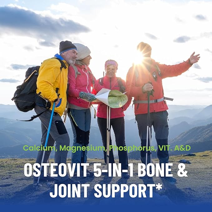 OsteoVit 5-in-1 Calcium 120 tabs Multivitamin: Calcium, Magnesium, Phosphorus, Vitamin D3 & A - Bone Strength & Flexibility*, Non-GMO Gluten Free | Calcium Supplement for Women & Men with Vitamin D
