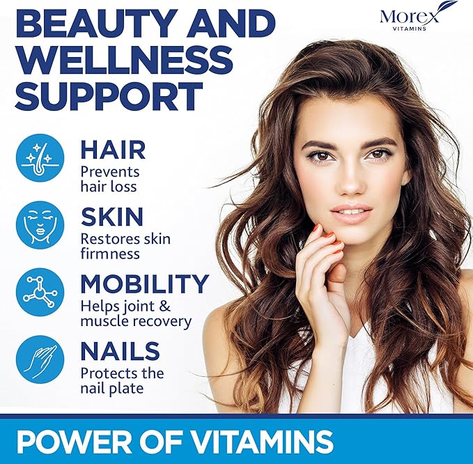 Hair Vitamins Natural Gummies - Biotin Multivitamin for Hair, Skin & Nails with Collagen & Keratin - Anti Aging Collagen Gummy Vitamins for Men & Women - Hair & Nail Growth Gummies - 60psc