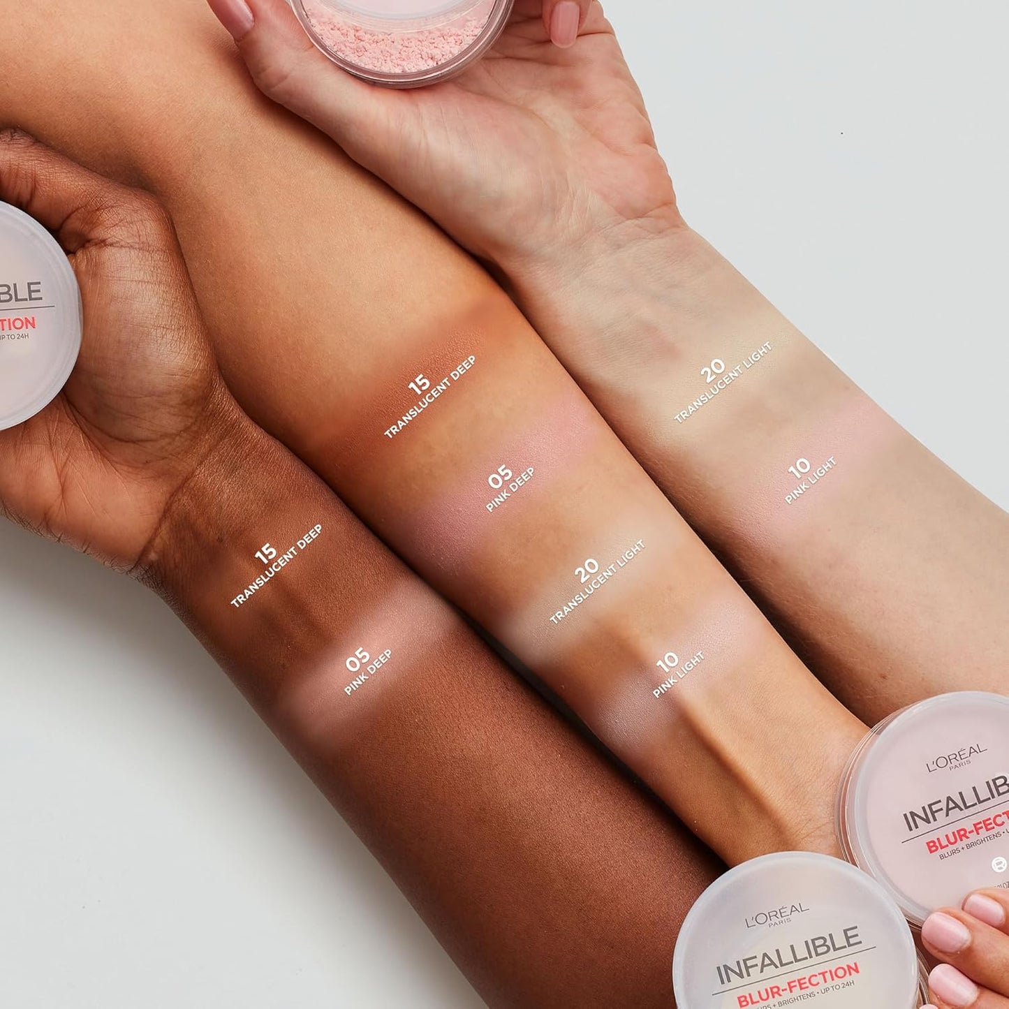 L'Oreal Paris Infallible Blur-fection Longwear Loose Setting Powder, Blurring Face Powder With Up to 24HRs of Wear, Translucent Medium Deep, 1 Kit