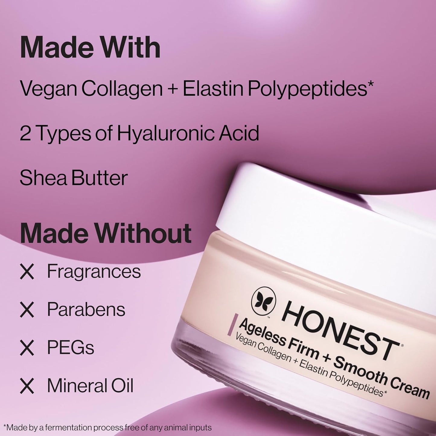 Honest Beauty Ageless Firm and Smooth Cream | Powered by Vegan Collagen and Elastin Polypeptides | Firmer, Smoother Looking Skin | Fragrance Free, EWG Verified, Vegan, Cruelty-Free | 1.7 fl oz