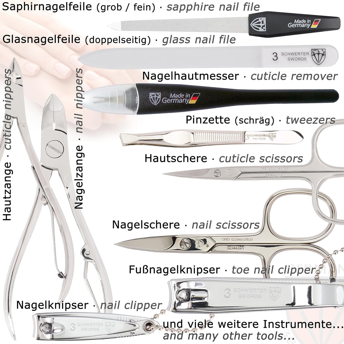 3 Swords Germany – manicure pedicure grooming set kit (548)