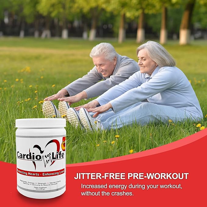 Cardio for Life - L-Arginine Powder 16oz. - Natural Nitric Oxide Supplement - Peach