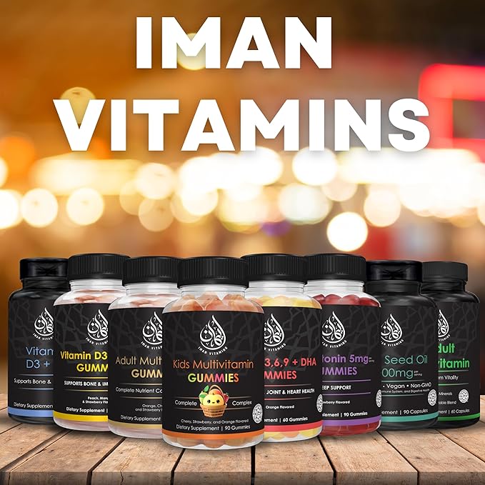 Halal Omega 3 6 9 + DHA Gummies for Adults | Supports Eyes, Brain, Immune & Heart Health | Vegetarian & Gluten Free| Vitamin C, Essential Fatty Acids & Plant-Based | 60 Count