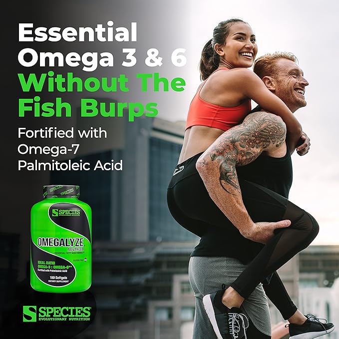 Species Nutrition Omegalyze Support Supplements, Essential Fatty Acid Formula, Supplement to Help Maximize Recovery, Omega 3,6 and 7 Formula,180 Capsules