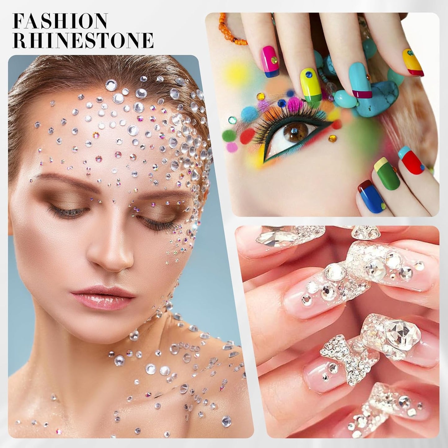 Novani Clear Rhinestones 288pcs Flat Back Round Rhinestone Style 2088 Sparkly Crystal Gemstones for Nail Art and Crafting SS34,7.1-7.3mm