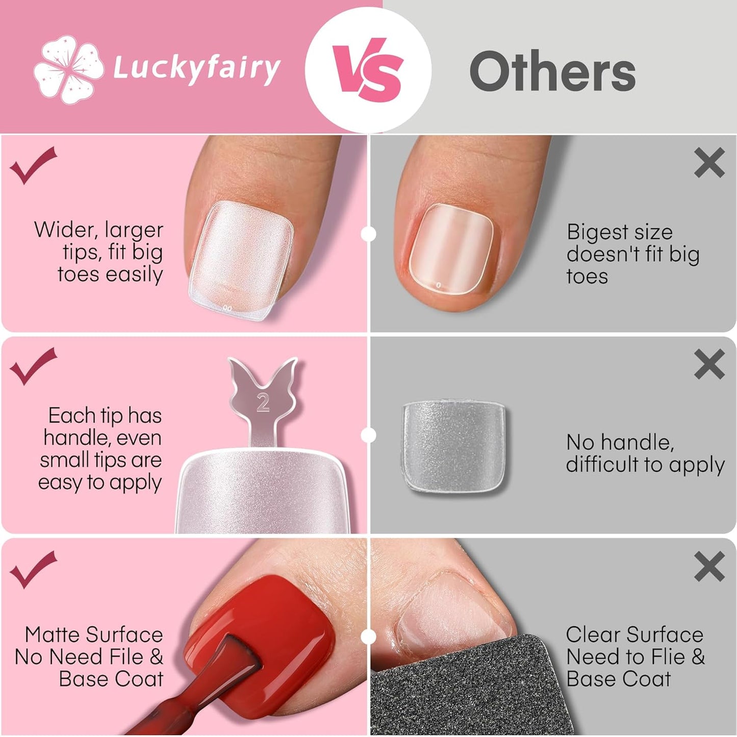 504pcs Toe Nail Press Ons: Squavol Toe Nail Tips Full Cover Fake Toenail, 15 Sizes Square Round Oval Press on Toenails for Women Big Wide Nail Extensions Home DIY Salon