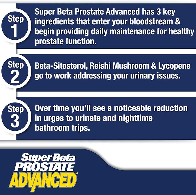 Advanced – Prostate Support Supplement for Men's Health, Promote Sleep, Support Bladder Emptying, Beta Sitosterol (120 Caplets, 2- Pack)