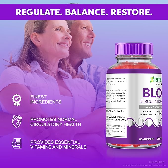 (2 Pack) RiteLyfe Gummies, Official Rite Lyfe Blood Gummies, All Natural Stabilizer to Maintain Stable Healthy Levels and Overall Wellness, Premium Formula RiteLyfe Gomitas Review (120 Gummies)