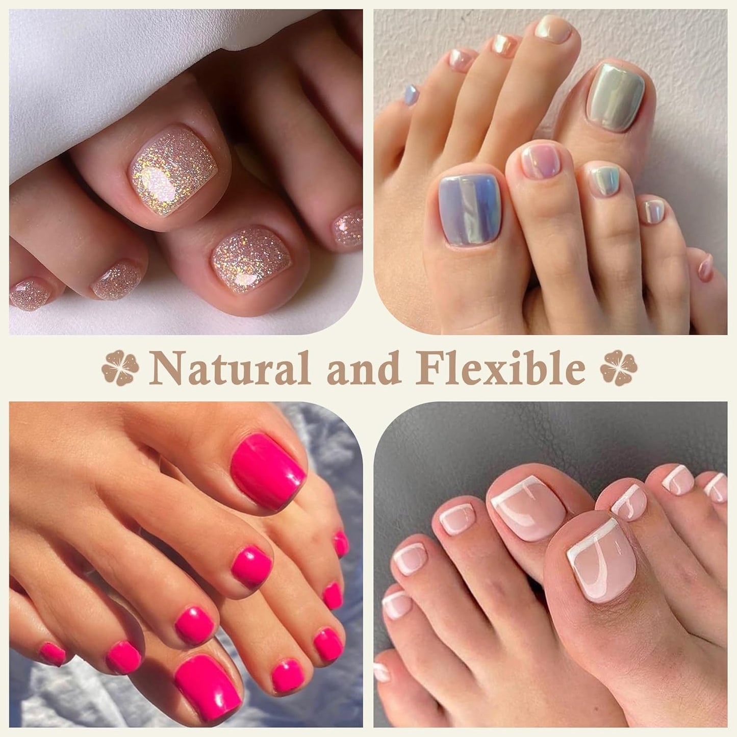 Short Toe Nail Tips Square Toe Nail Press Ons Full Matte 504pcs Full Cover Toenail Press On Nails Smoothly Curved for Any Toenail Shapes Easily DIY Salon, 12 Sizes Toe Acrylic Nails, Luckyfairy