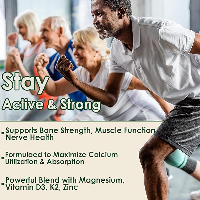 (2 Pack) Plant Based Calcium Supplement 600mg with Vitamin D3 K2, Zinc for Bone Strength, Sustainably Sourced Algae Calcium Magnesium 2:1 Ratio, Sugar Free Calcium Gummies 70+ Trace Minerals, Vegan