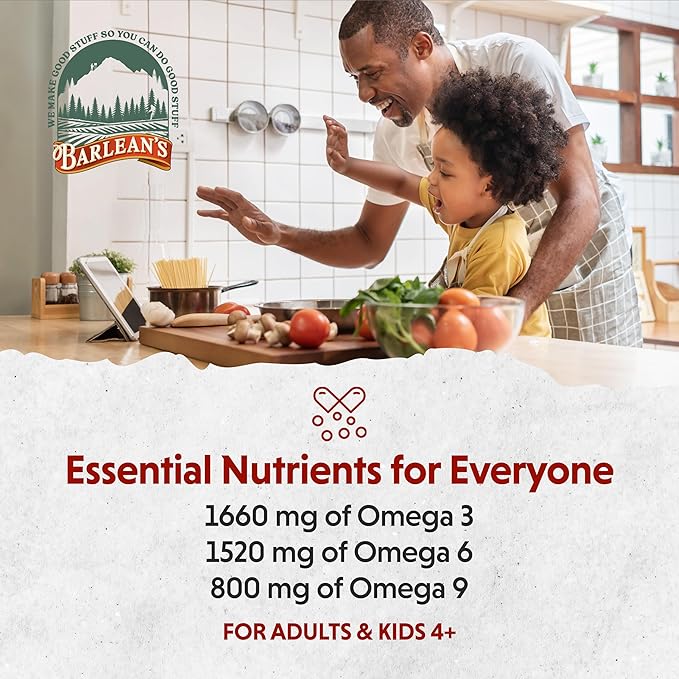 Barlean's Liquid Flaxseed, Borage & Algae Oils Omega 3 Supplement, Pomegranate Blueberry Flavor, Vegan EPA & DHA from Algal Oil, Flax Oil and Borage Seed Oil with 3,980 mg of Omega-3-6-9, 16 oz