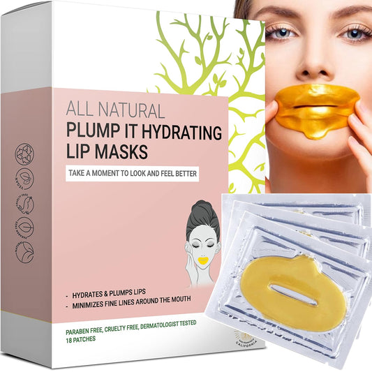 Doppeltree PLUMP IT Moisturizing Lip Mask (18 patches) - lip plumper, moisturizer for dry lips, chapped lip care and repair, conditioning lip exfoliator treatment - Formulated in San Francisco