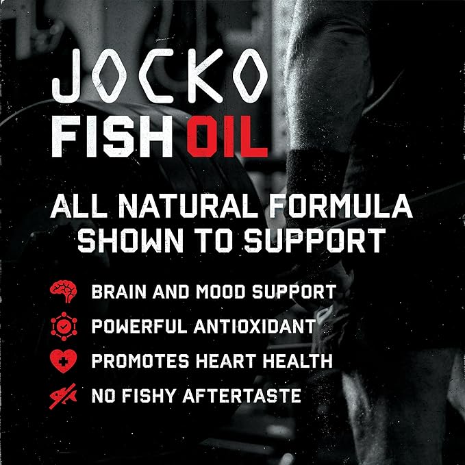 Jocko Fuel Omega 3 Fish Oil Supplement - Burpless Fish Oil 2000mg Omega 3 Fatty Acid Supplement Powerful Antioxidant with Astaxanthin - Supports Brain, Heart, & Mood (60 Capsules) (30 Day Supply)