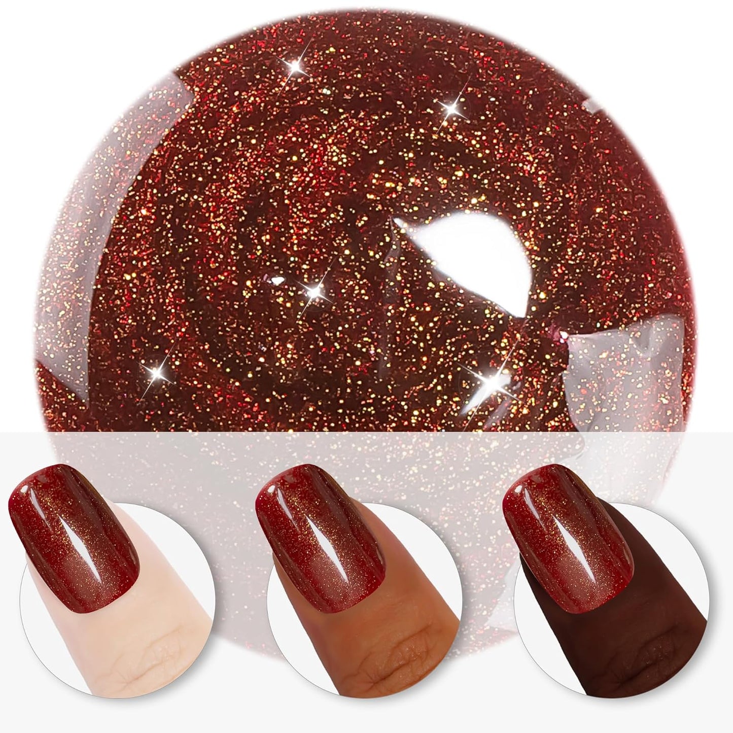 YTD Likomey Glitter Gel Nail Polish,15ml Burgundy Glitter Fall Winter Dark Red Shimmer Shiny Sparkly Salon Home DIY Manicure UV Color Varnish,SF400