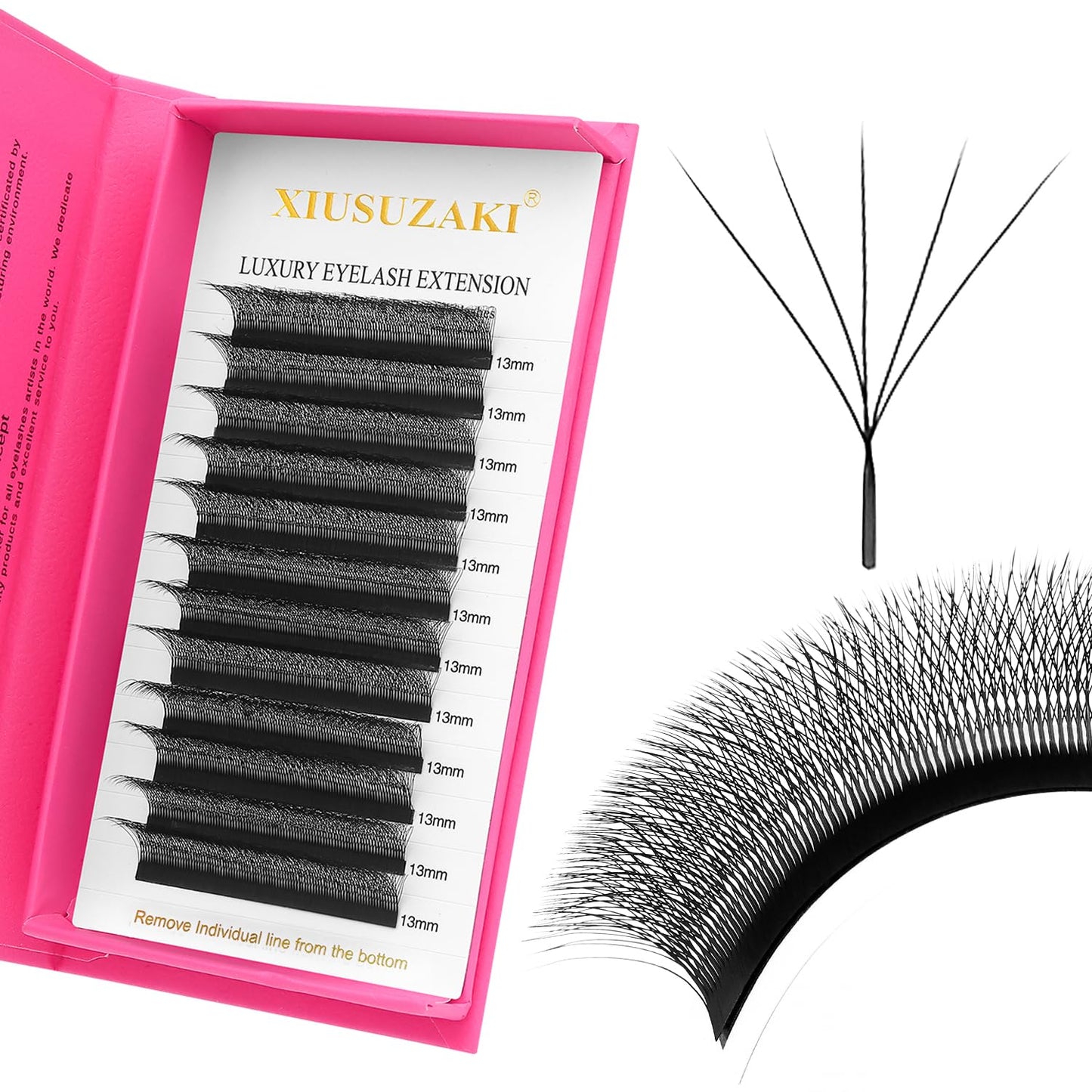 W Lash Extensions Supplies 5D Eyelash Extensions W Shape 0.07mm Thickness D Curl 15mm Premade Fans Easy Fan Lashes Volume Matte Black 12 Rows Crisscross Eye Lashes(W-5D-0.07-D,15mm)