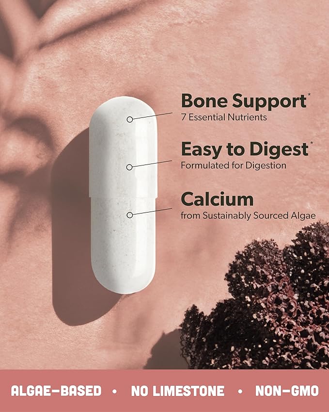 Calcium Supplement - Whole Food with Vitamin K2 & D3, Magnesium, Zinc, Boron, Mineral Complex. Sourced Sustainably from Red Algae. for Bone Strength and Support. Non-GMO & Vegan (270 Count)