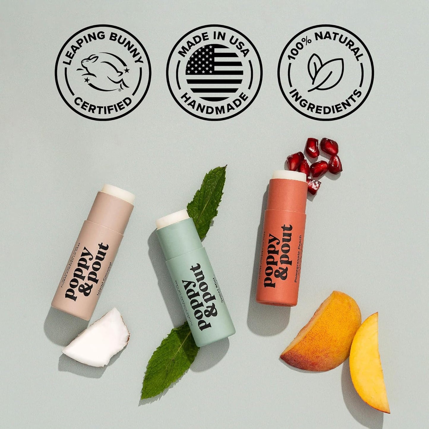 Poppy & Pout Sweet Mint A Jumbo Lip Balm | All Natural Lip Balms & Moisturizers | Hydrates with Beeswax, Vitamin E, Organic Coconut Oil | Cruelty-Free | Lip Balm in Recyclable Cardboard Tube