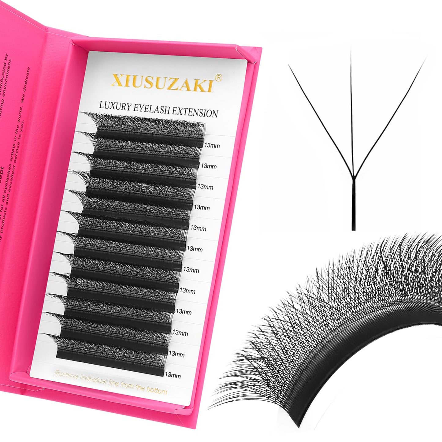 W Lash Extensions Supplies 3D Eyelash Extensions W Shape 0.07mm Thickness D Curl 15mm Premade Fans Easy Fan Lashes Volume Matte Black 12 Rows Crisscross Eye Lashes(W-3D-0.07-D,15mm)