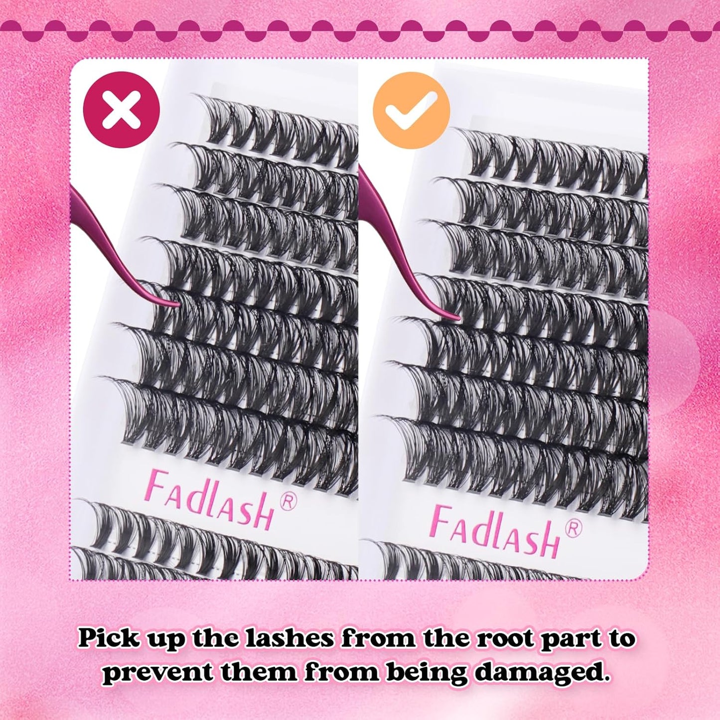 FADLASH Cluster Lashes D Curl Wispy Individual Lashes DIY Eyelash Extension Natural Look Reusable Fluffy Cluster Eyelash Extensions Self Application At Home (40D+50D-0.07D-12-18MIX)