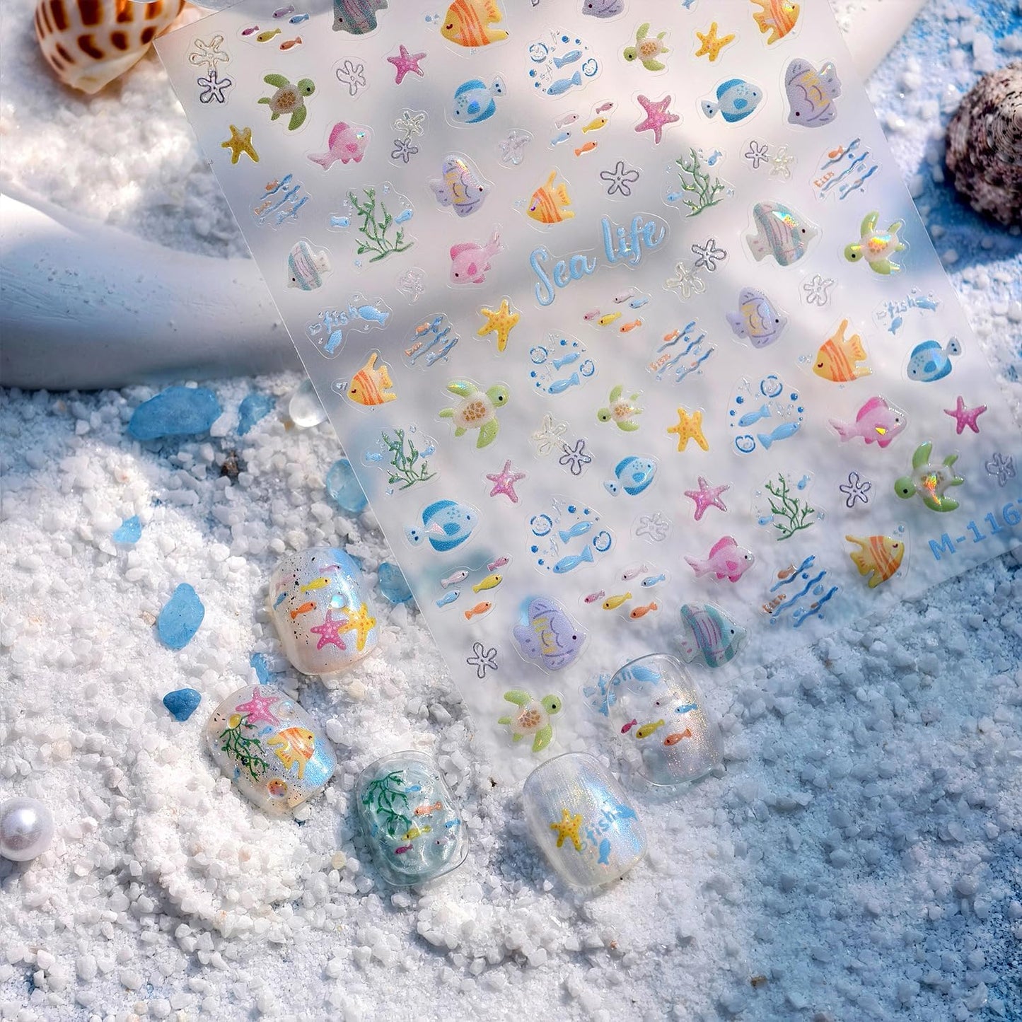 Fish Nail Stickers for Nails Art Ocean Nail Art Decals Colorful Nails Art Stickers Self Adhesive Cute Nails Charms for Women Girls Kid Manicure DIY Decoration