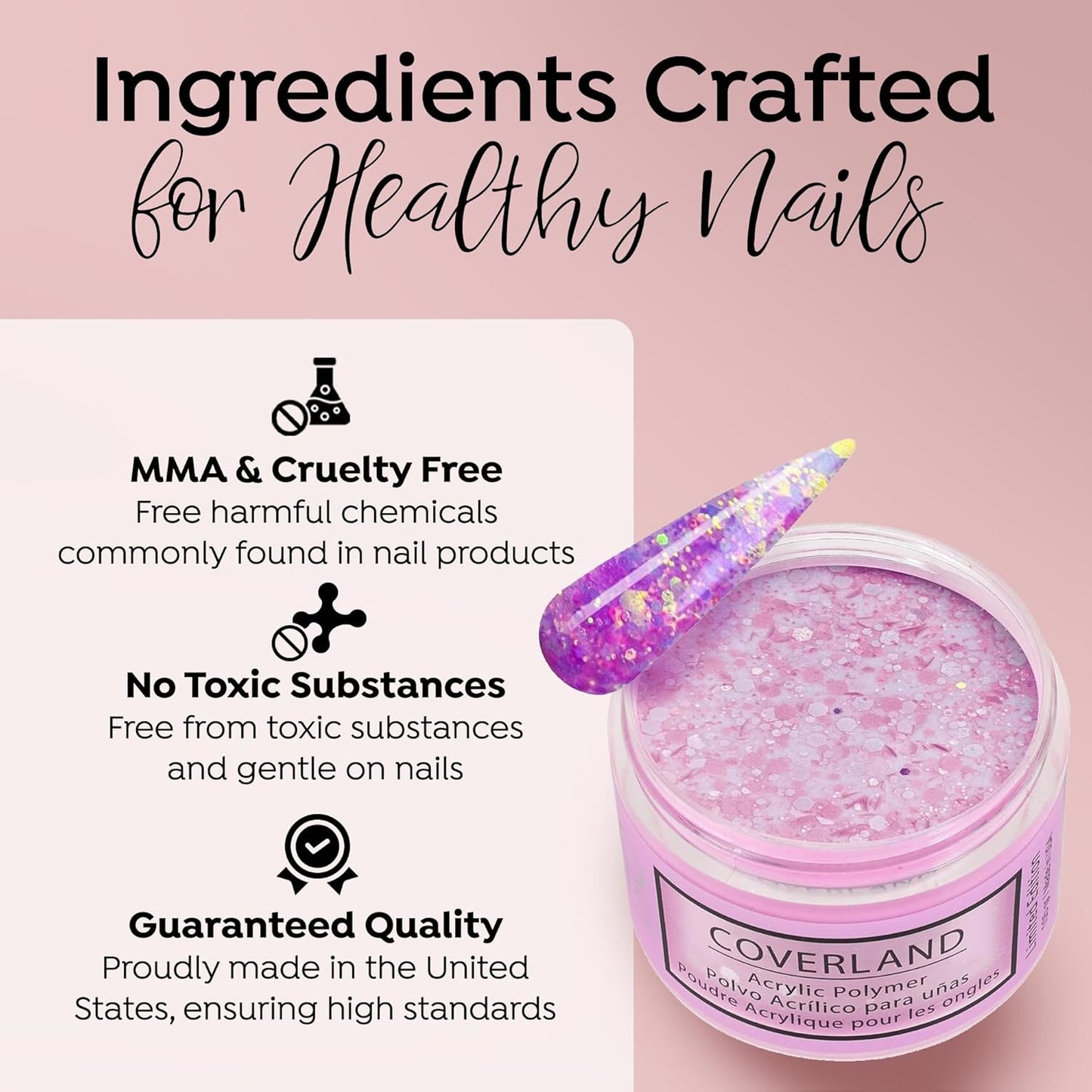 Tones Coverland Acrylic Nail Powder "Fuschia Jewel" - Limited Edition Acrylic Powder for Nail Design, Sculpting, and Masking Nail Bed Imperfections - Professional Acrylic Nail Supplies - (1.5 Oz)