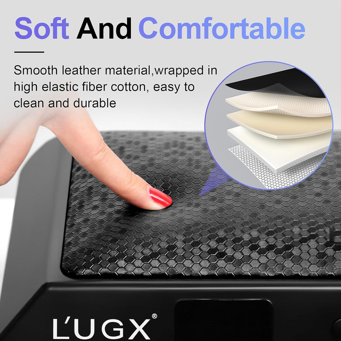 L'UGX Professional Nail Lamp for Gel Polish Dryer 72W LED UV Nail Lights with Arm Rest Pillow & Retractable Tray,Perfect for Manicure & Pedicure at Salon & Home Black