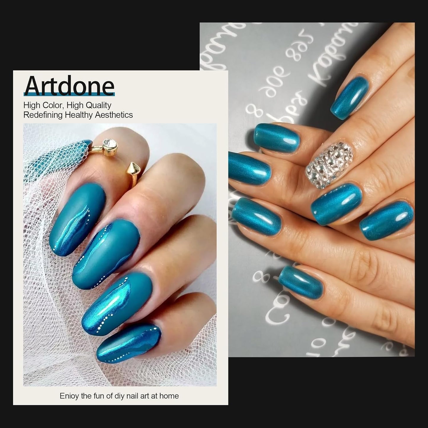 Artdone Chrome Nail Powder, Lake Blue Iridescent Aurora Powder Metallic Mirror Effect Pigment Pearlescent Mermaid Pigment Pearl Glitter Dust Kit, Nail Art Decoration, Resin Craft