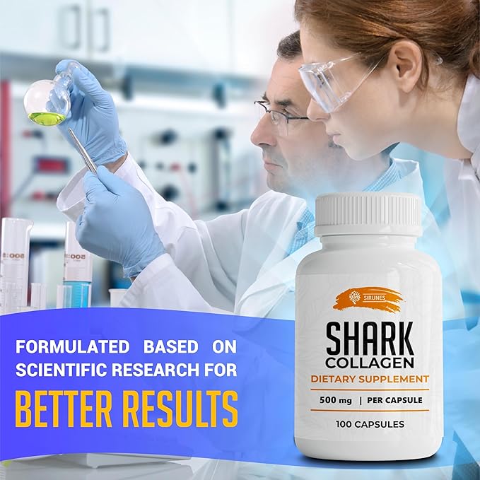 SIRUNES Fish Cartilage Collagen, 100 Capsules - Fish Collagen Supplements for Women, Great for Hair, Skin, Nails, Joints & Bones - Made in USA