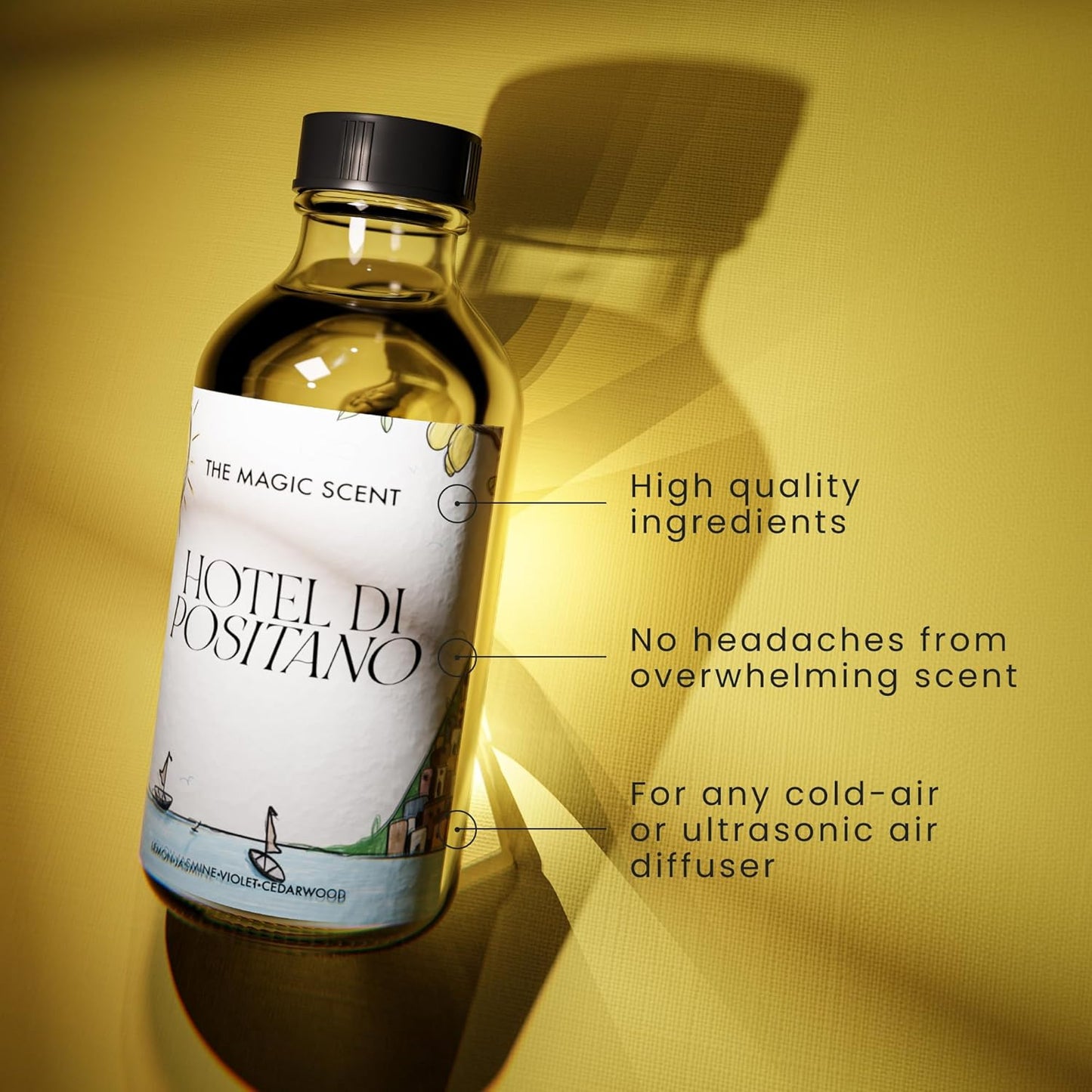 Hotel Di Positano Diffuser Oil Scents - Cold-Air & Ultrasonic Fragrance Oil for Diffuser - Inspired by Amalfi Coast, Italy - Essential Oils for Diffusers - 8.5 fl oz, 250 mL