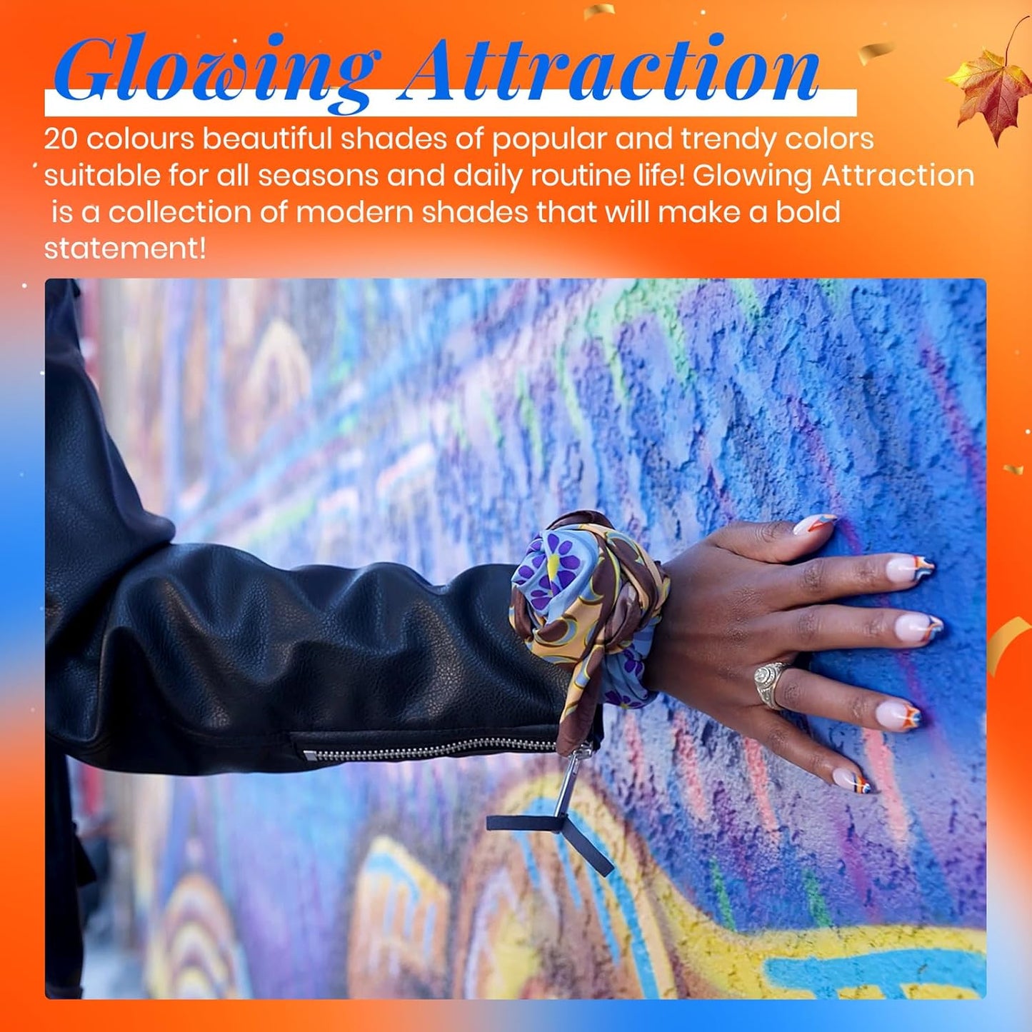 Beetles Fall Gel Nail Polish Kit - 23Pcs Burgundy Red Brown Orange Purple Colors Gel Polish Set Brown Gray Blue Green Soak Off Uv Gel Base Top Coat Gifts for Girls Glowing Attraction